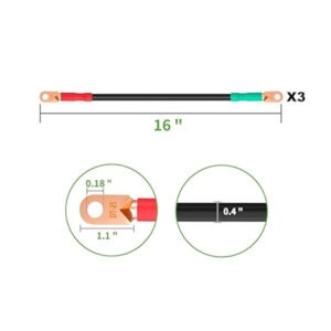 Battery Cable for EZGO RXV & Club Car Precedent 48V Golf Cart (4x12V Batteries), 4-Gauge 16 Inch 3 PCS102509701